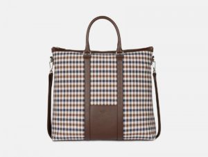 Aquascutum Checked Leather Weekender